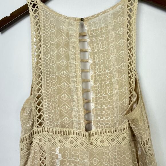 Free People | Wherever You Go Tan Embroidered Crochet Fit & Flare Mini Dress - Picture 6 of 10